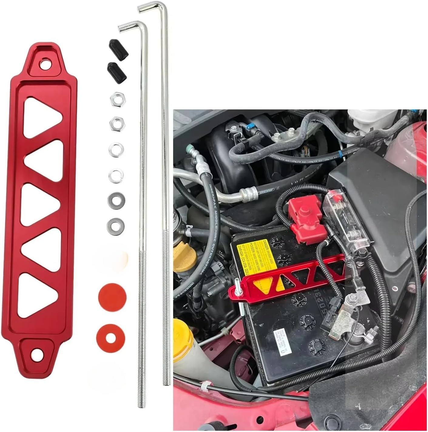 Universal Aluminum Alloy Car 5-Holes Triangle Battery Tray Holder Lock Accessories(BLUE)