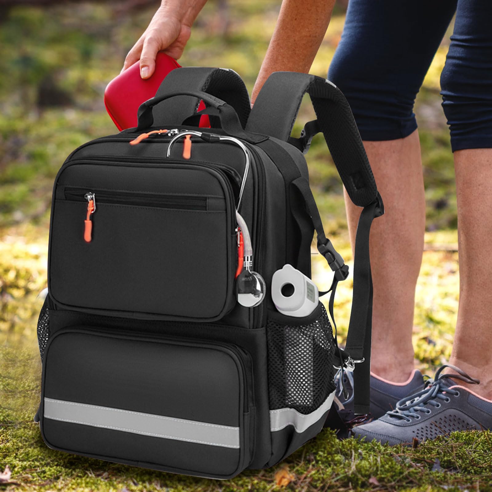 Borsa di primo soccorso, zaino medico vuoto, traumi con riflettente, kit di emergenza medico, per attività all'aperto, viaggi, campeggio, borsa