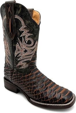The Western Shops Mens Leather Exotic Python Print Square Toe Cowboy Boot