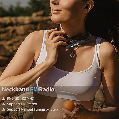 Miniatura 2 de Retekess Auriculares de radio FM TR108, auriculares de radio con inalámbrico, compatible con estéreo FM, llamada inalámbrica, batería recargable y