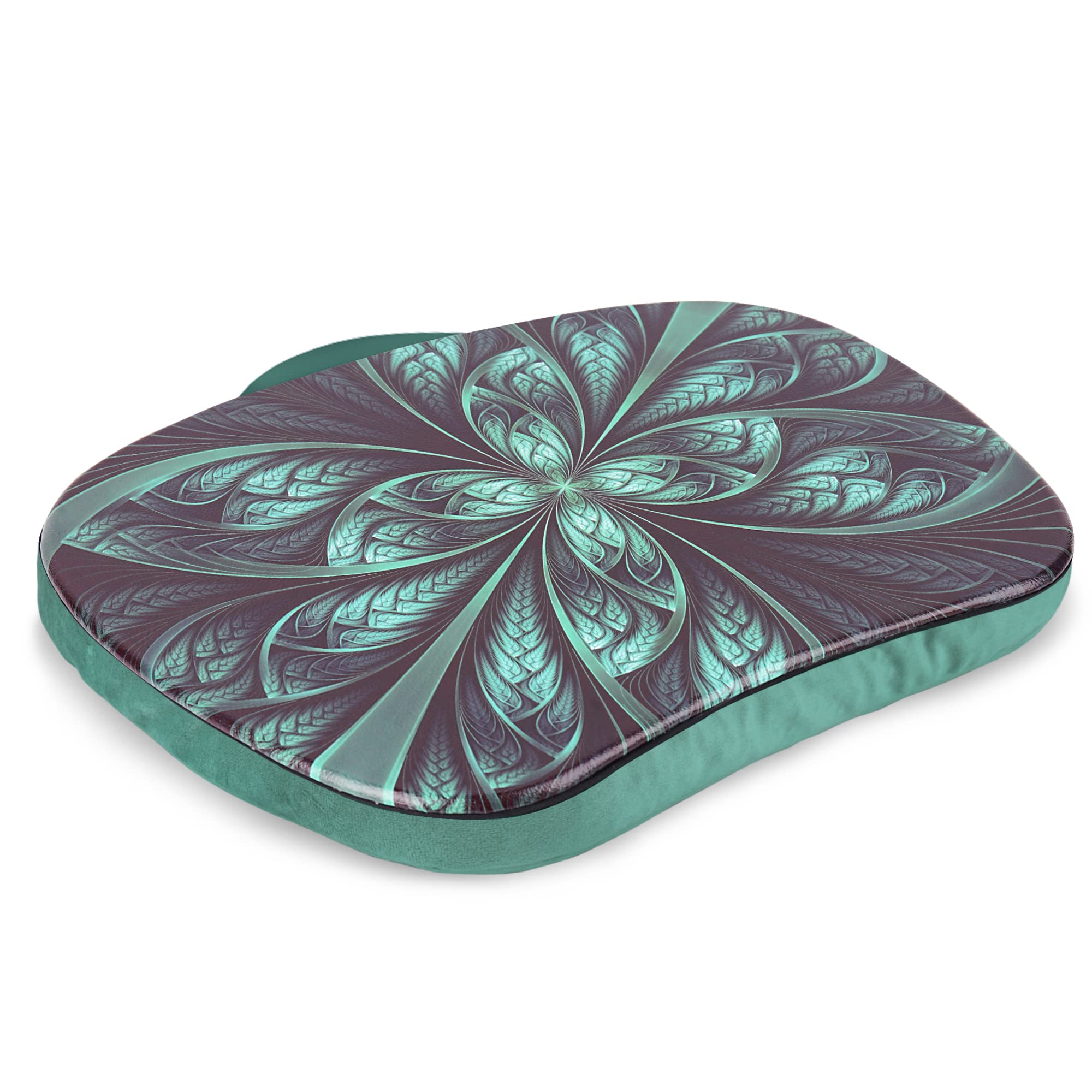 Lap Laptop Desk - Portable Lap Desk with Pillow Cushion, Fits up to 15.6 inch Laptop for Home Office Students Use as Computer Laptop Stand, Book Tablet(1-Green Flower)