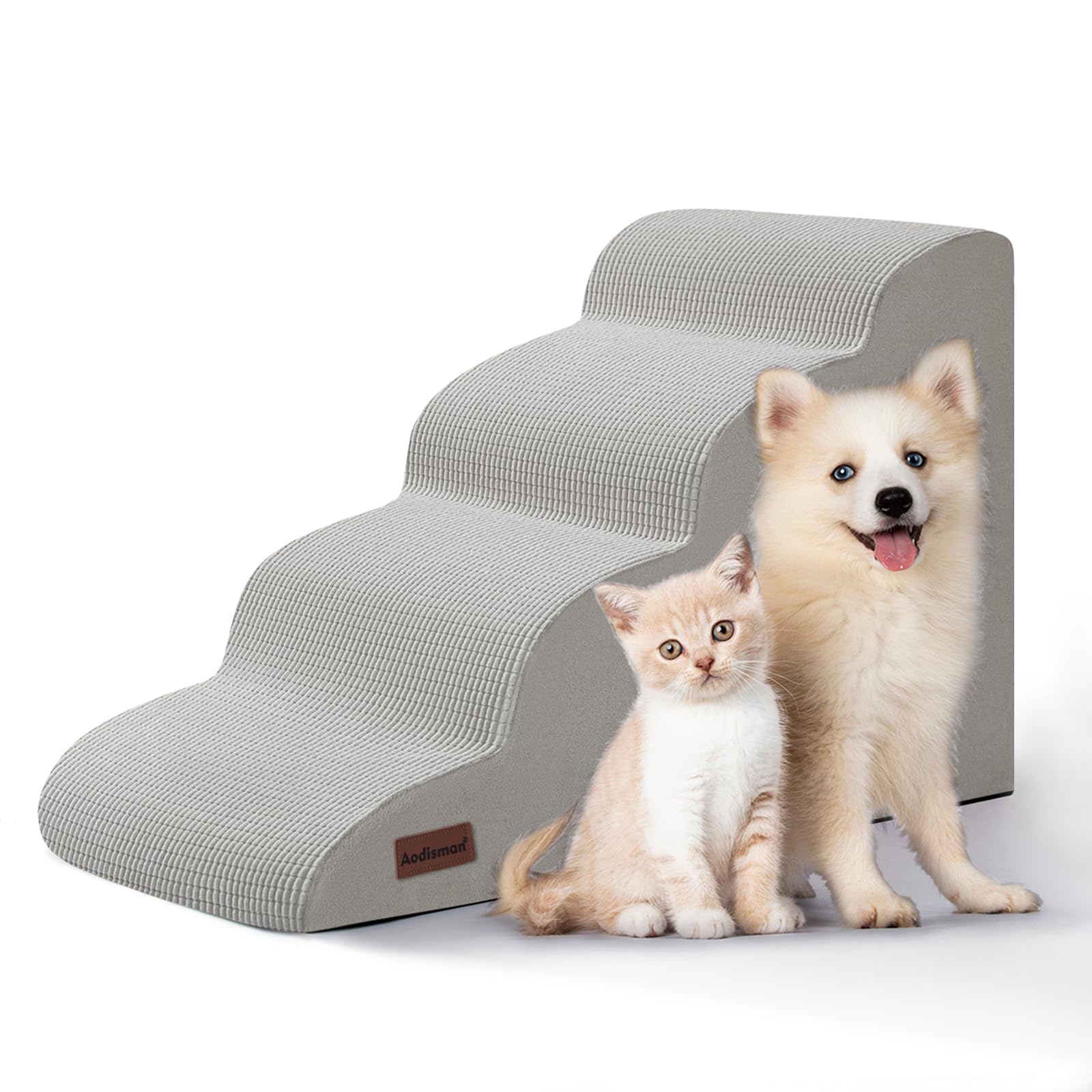 Aodisman Dog Steps for Bed or Couch,4-Step Pet Stairs Ramp for Small Dogs