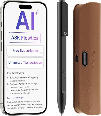 Flowtica AI Voice Recorder Note Taking Device with Unlimited Transcription