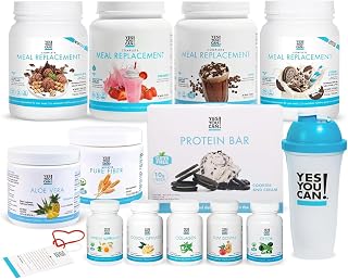 Yes You Can! All-in-One Kit with Meal Replacement Shakes, Aloe Vera Drink Mix, Fiber Shake Mixer, Protein Snacks, Supplements - Complete Wellness Kit