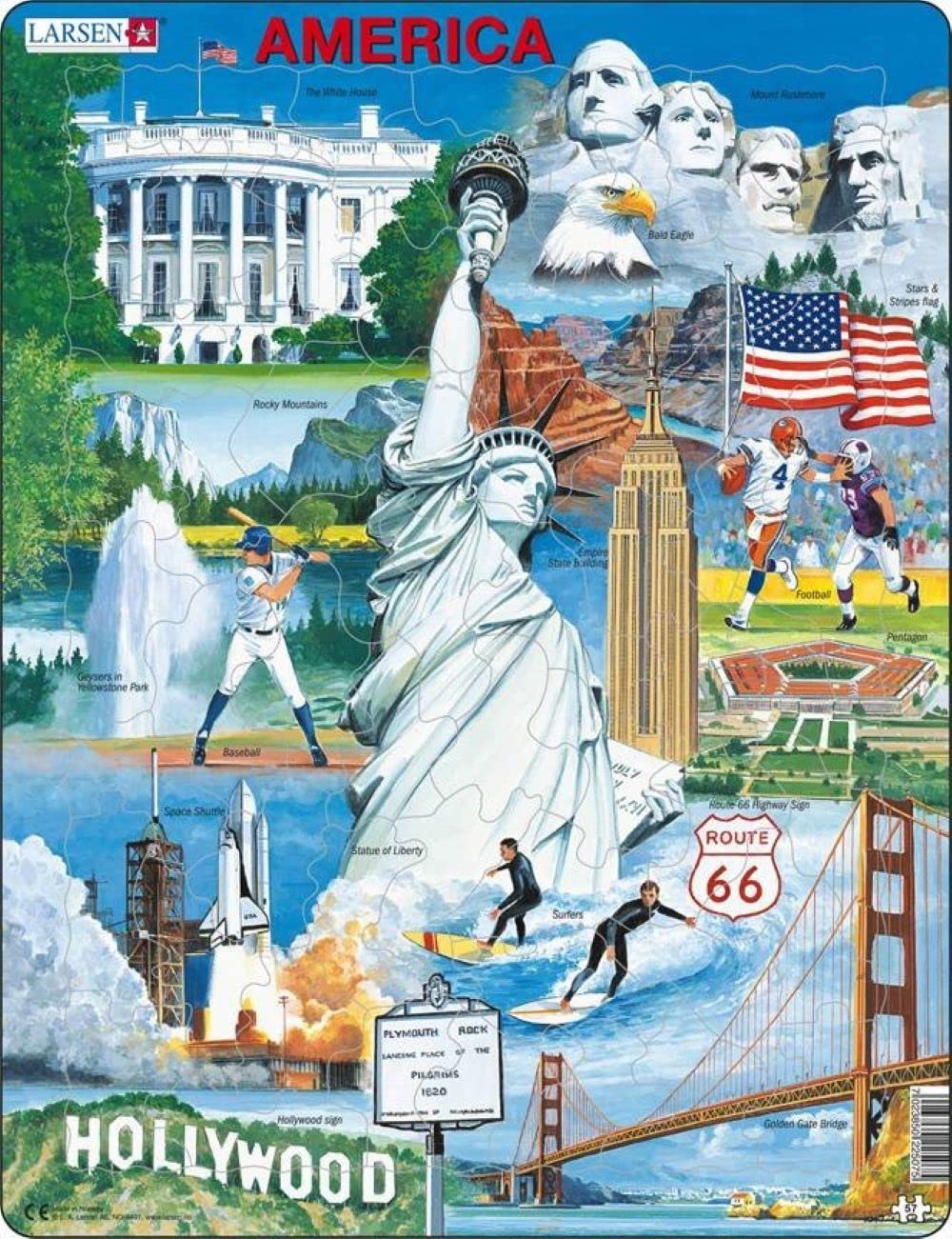 Larsen Puzzles USA Souvenir 57 Piece Children's Jigsaw Puzzle
