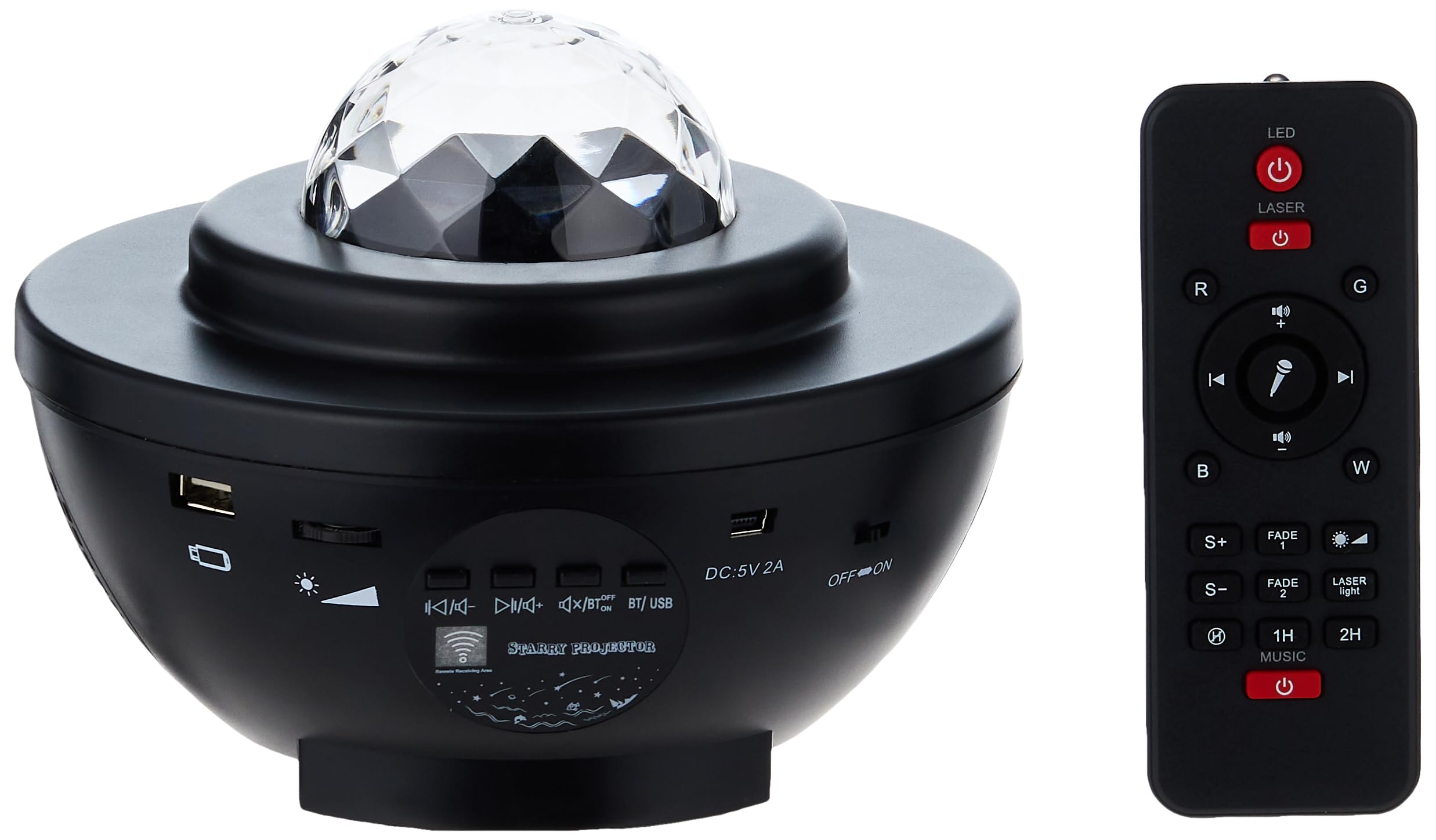 Star Light Projector Led Night Light, 2 In 1 Starry & Ocean Wave With Remote Control 10 Colors Changing Music Player Bluetooth Dimmable, Best Gift For Kids Adults Black, DB-316