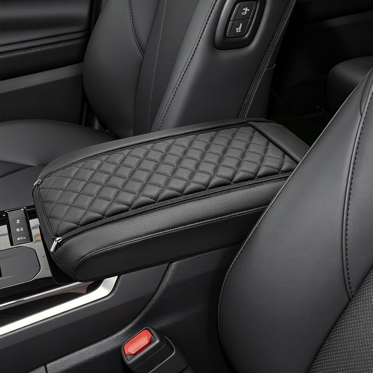 Center Console Armrest Cover for Toyota Highlander 2025 2024 2023 2022 2021 2020 Accessories, Anti-Scratch PU Leather Arm Rest Lid Protective Pad, Black