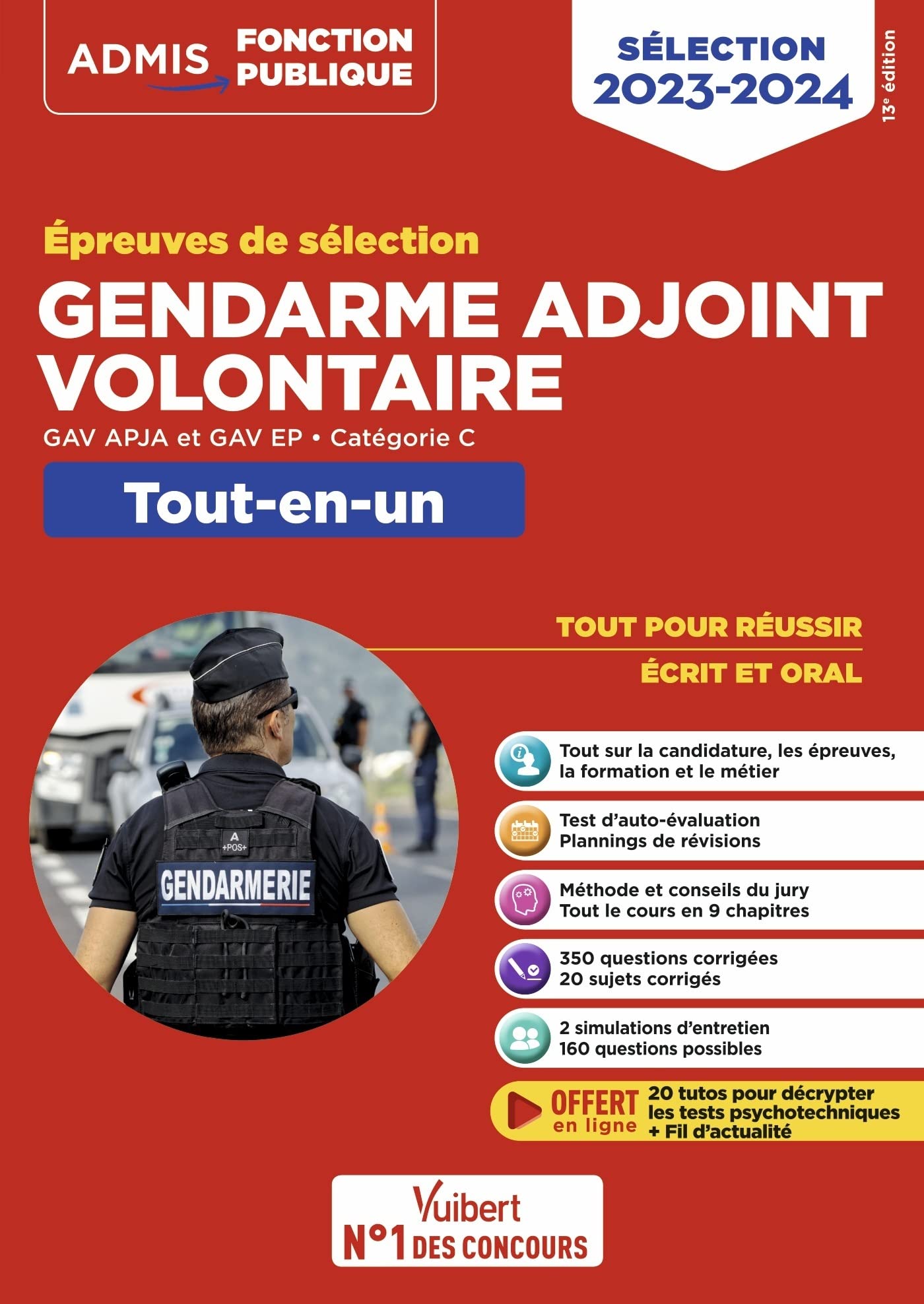 Épreuves de sélection Gendarme adjoint volontaire - Catégorie C - Tout-en-un: GAV APJA et EP - 2023-2024