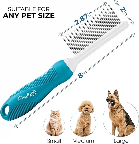 Miniatura 17 de Poodle - Cepillo de peine para rastrillo de piel desnatante para perros y gatos, cuchillas de seguridad de acero largas de 2.5 pulgadas, peine