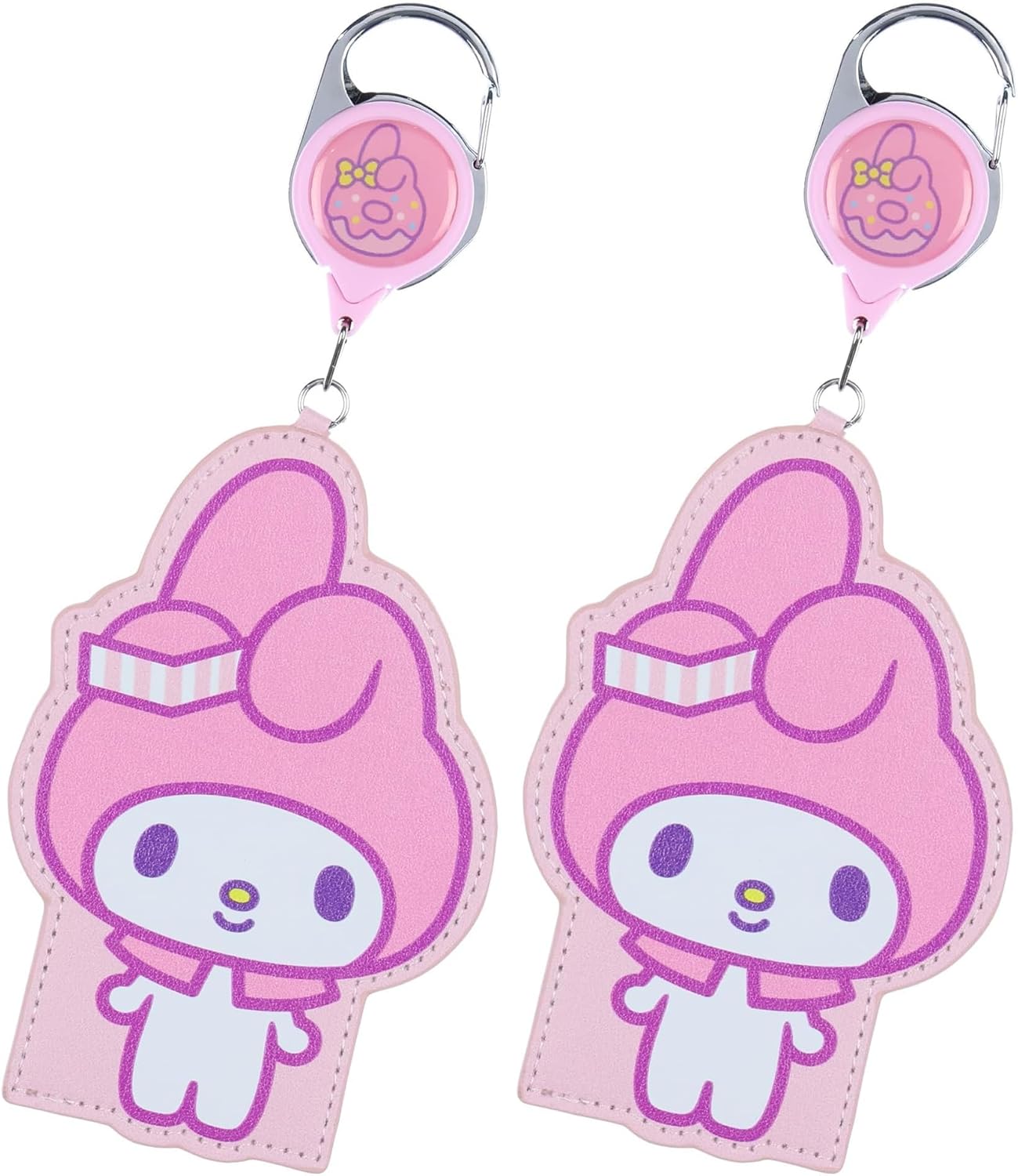 Sanrio Hello Kitty and Friends Snack Shop My Melody Retractable Reel Lanyard ID Badge Holder Keychain (Pack of 2)