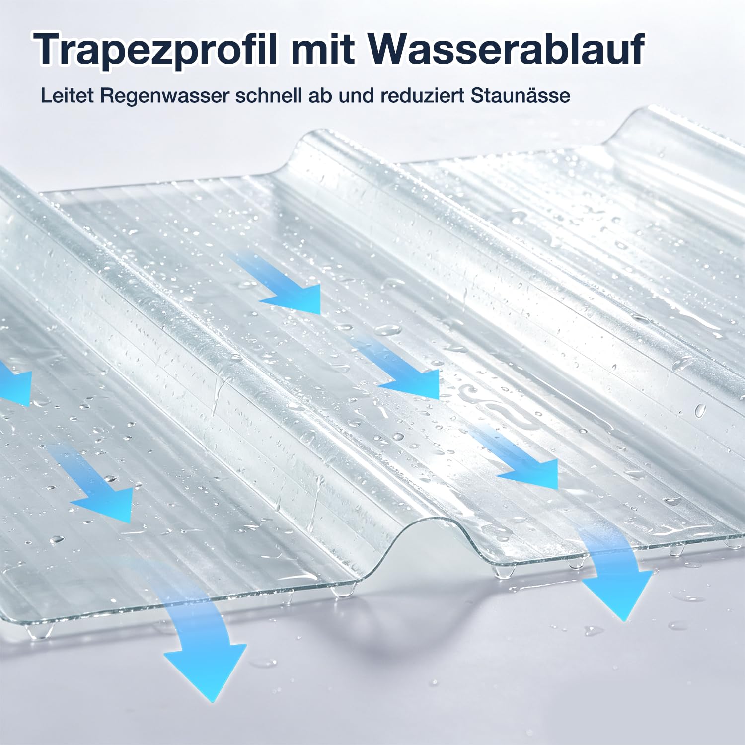 Chapa trapezoidal, láminas onduladas, transparente, 90 x 80 cm