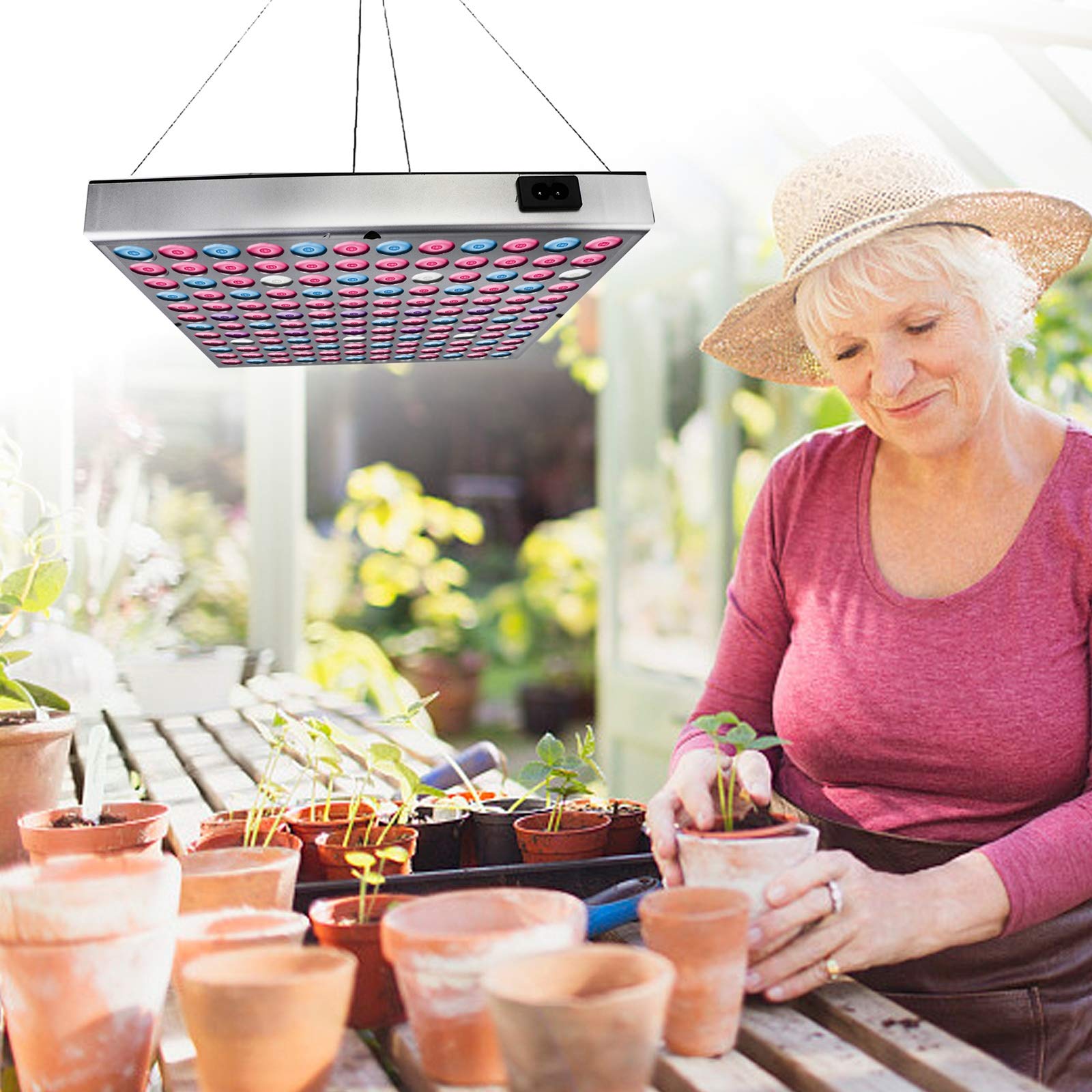 Światło do uprawy, oświetlenie LED o pełnym spektrum działania, 45 W 144 Koraliki LED do nasion roślin kwiatowych Hydroponika Szklarnie Namiot do uprawy Fabryka roślin Lampy do uprawy warzyw 85–265