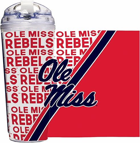 Miniatura 60 de Rico Industries NCAA - Vaso de acrílico estándar de 24 onzas con tapa con bisagras, vaso de doble pared con licencia oficial y popote