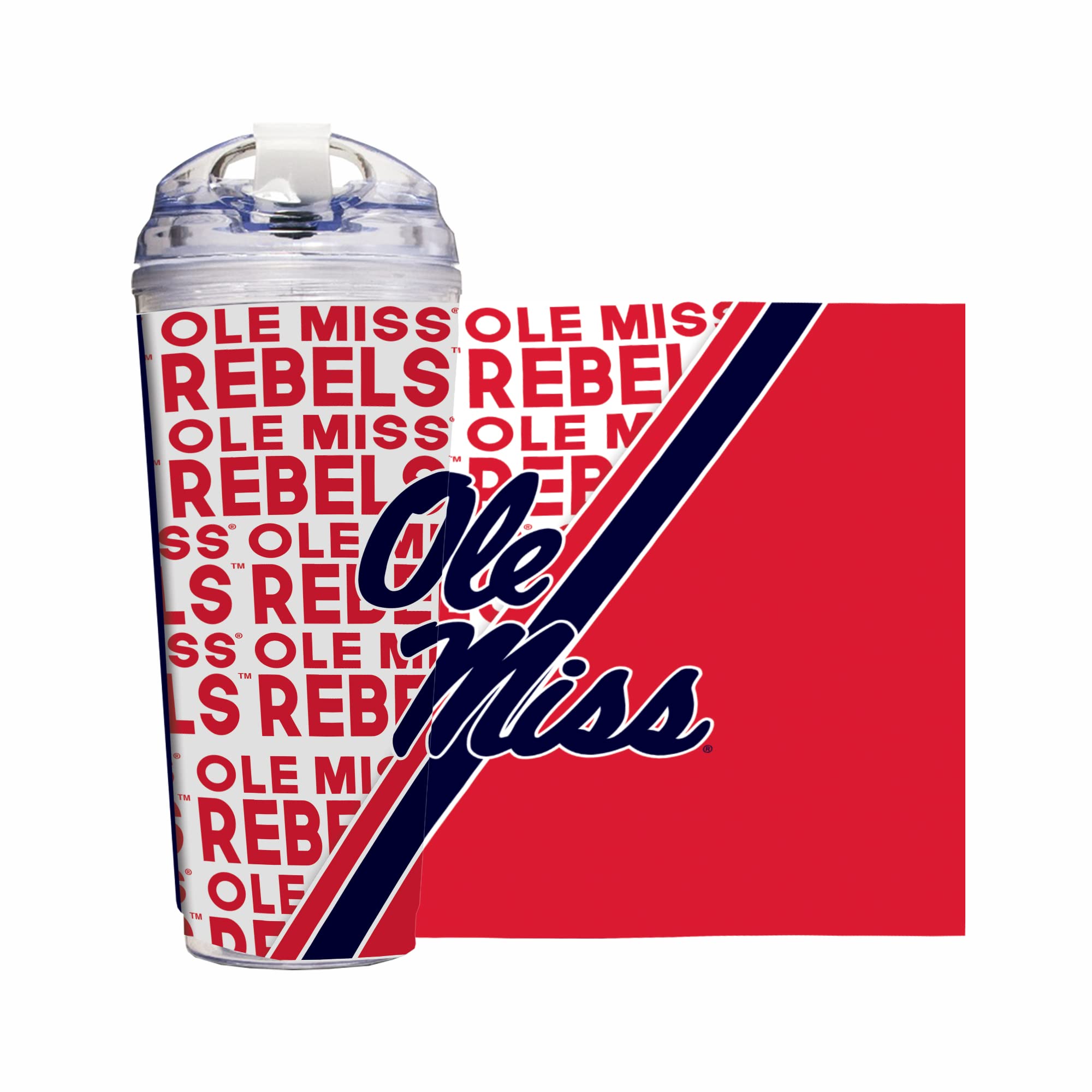 Gobelet avec paille Mississippi Rebels Rico Industries grand format double paroi