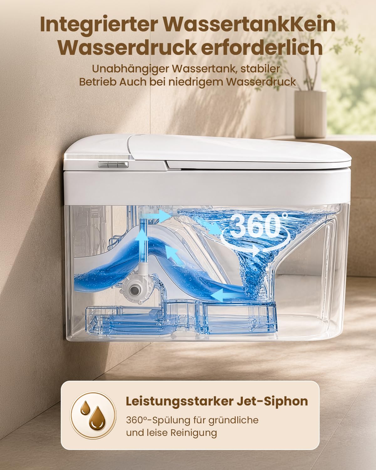 SG06PRO-MUTE kompletny zestaw do WC ze zbiornikiem na wodę, kwadratowa toaleta wisząca, funkcja bidetu i redukcja hałasu, elektryczna toaleta: ogrzewanie siedzenia, automatyczna pokrywa, tryb