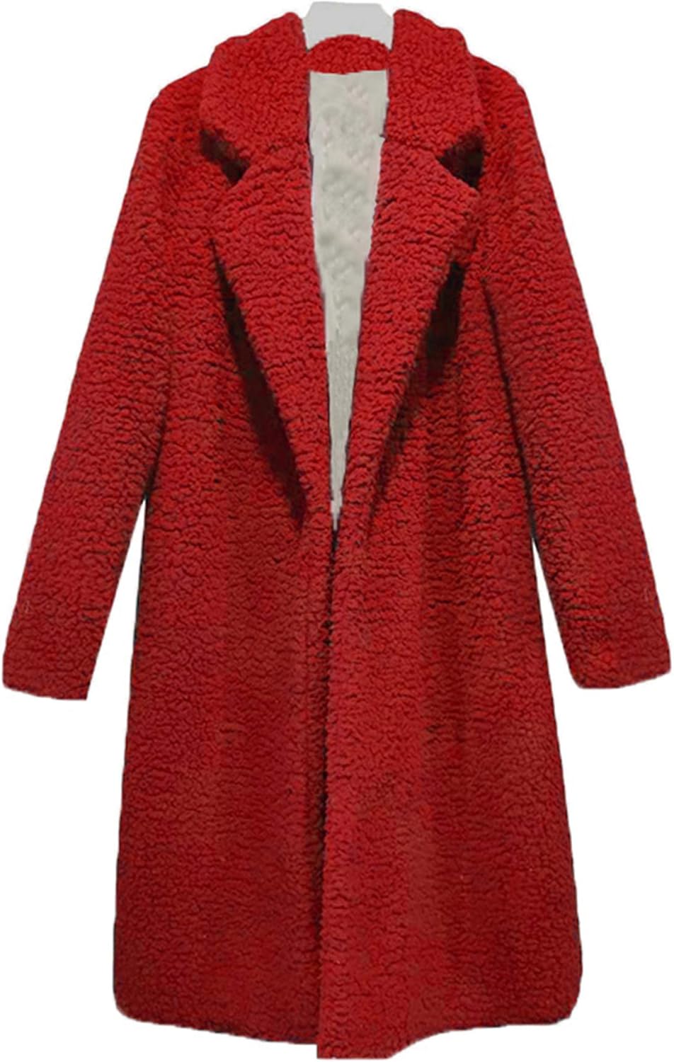 GRASWE Women Winter Cozy Top Coats Long Sleeve Warm Lapel Jacket Fashion Medium Length Solid Color Coats