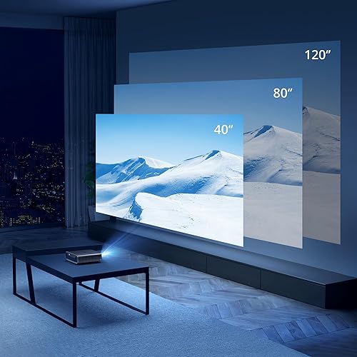 Miniatura 2 de Mini proyector con WiFi y Bluetooth, proyector láser portátil 1080P, corrección trapezoidal automática, enfoque automático, 400 lúmenes ISO, Smart