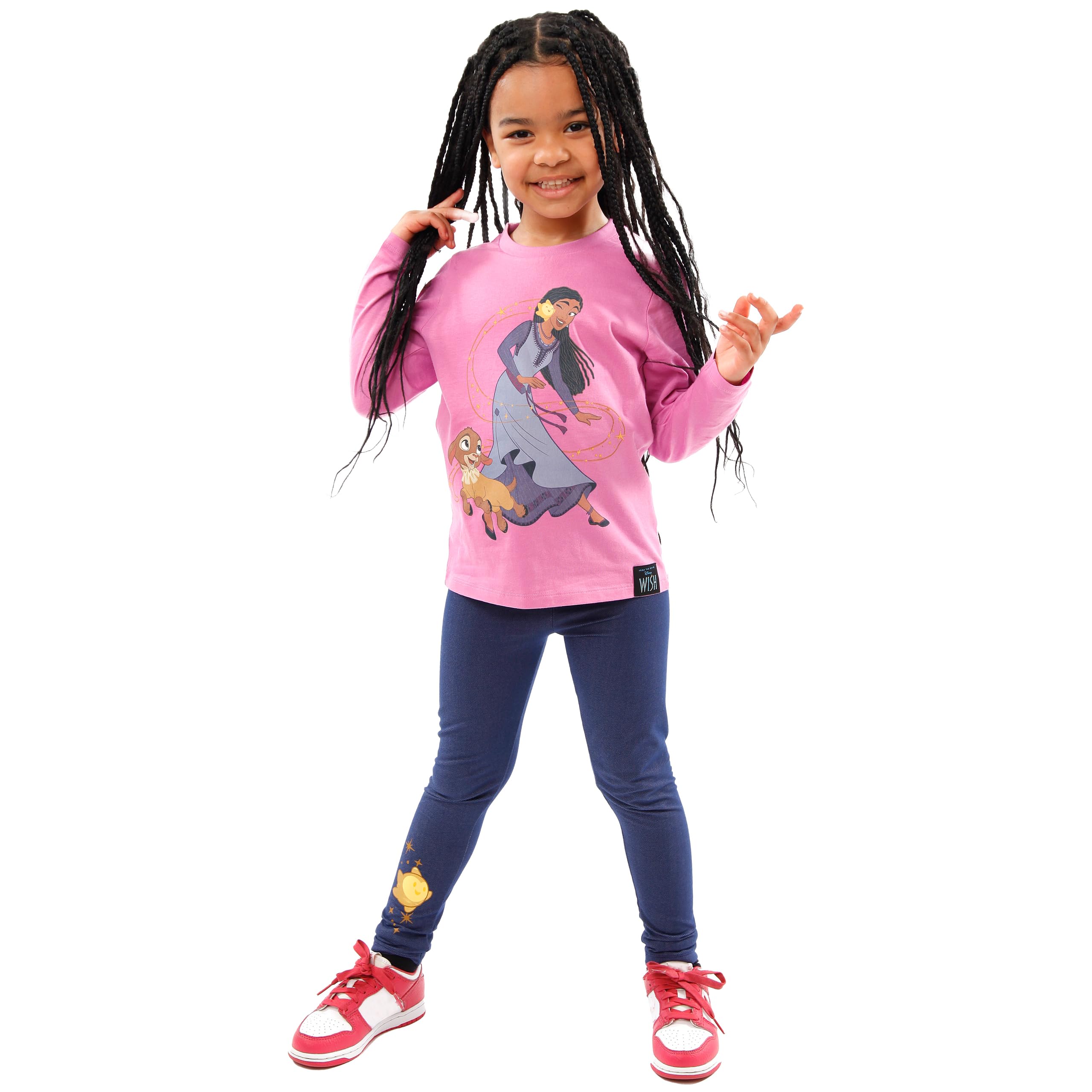 Disney Wish Dziewczęcy Komplet Bluzy i Legginsów | Zestaw Asha i Wish | Stroje Dziewczęce i Komplety Odzieżowe | Różowy | 104