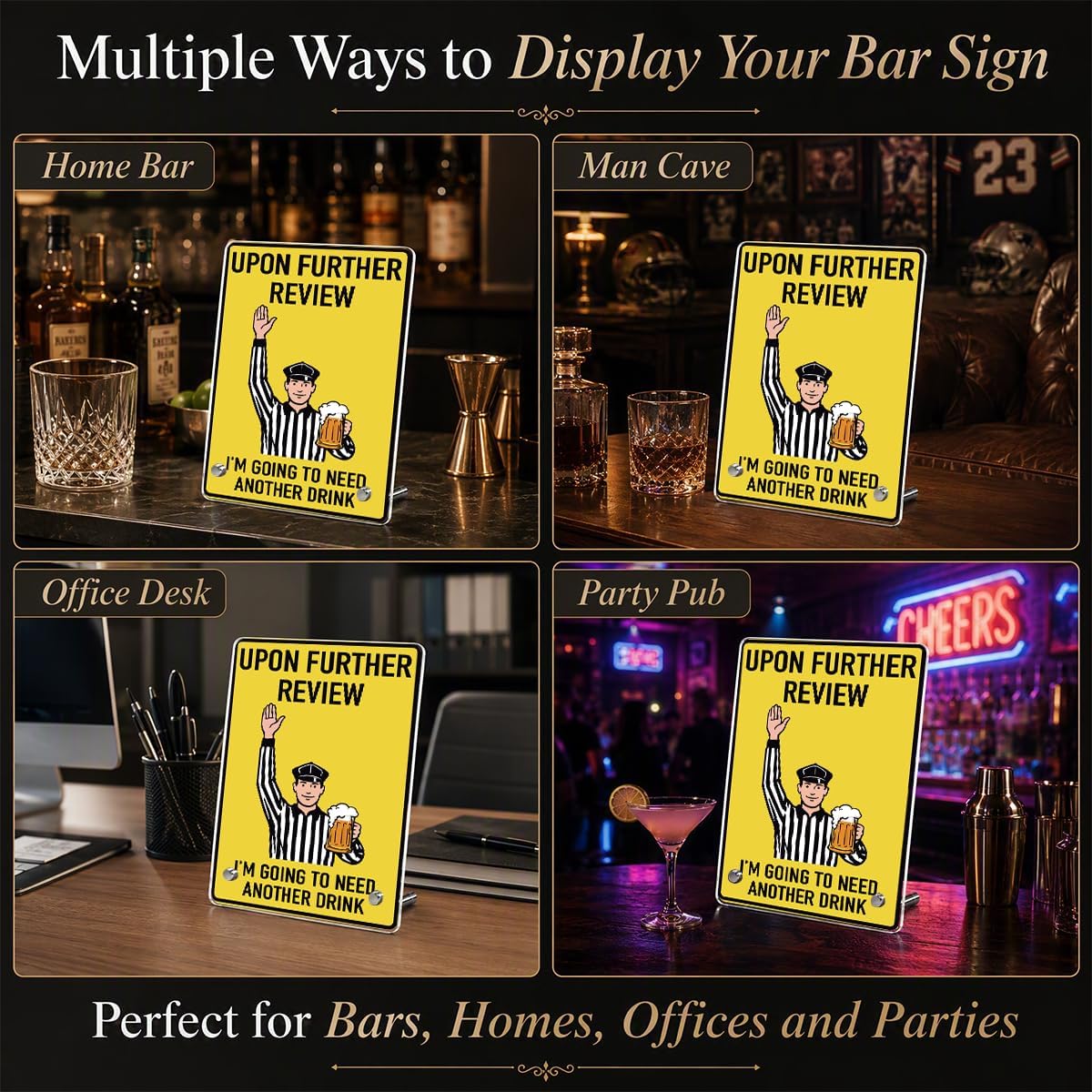 Funny Football Referee Beer Drinks Desk Board for Backyard Bar Table Decor image 5
