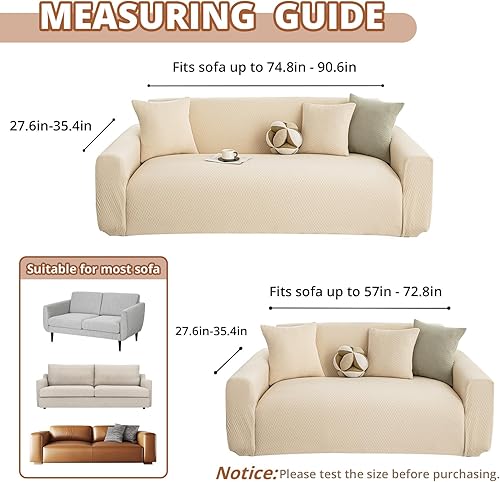 Miniatura 5 de Fundas elásticas para sofá de 2 cojines, aptas para mascotas, lavables, protectores de muebles con parte inferior elástica para gatos y perros