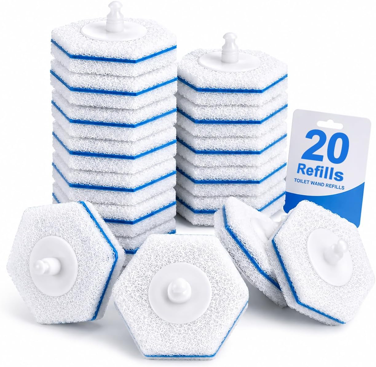 Msvvko Toilet Wand Refills, Disposable Toilet Brush Heads, 20 Count