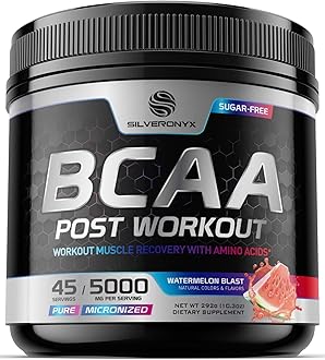 Muscle Recovery Drink Powder with BCAA, L-Glutamine & Amino Acids - Best Muscle Recovery Supplements for Post Workout - Sugar Free, Branched Chain Amino Acid Supplement for Women & Men - 45 Servings