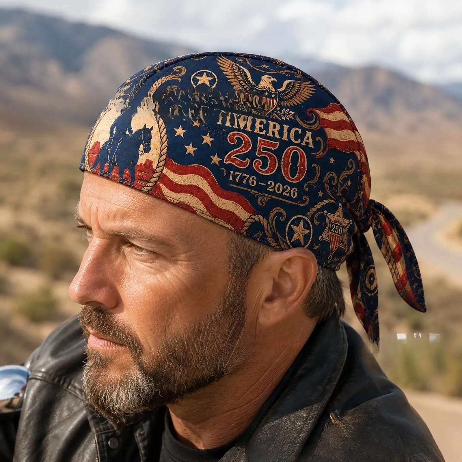 Headwear 1776 2026 Écharpe à nouer avec imprimé inspiré du drapeau pour l'équitation et les plans de voyage quotidiens, bandana patriotique, bandana patriotique, écharpe doo tour de cou en chiffon