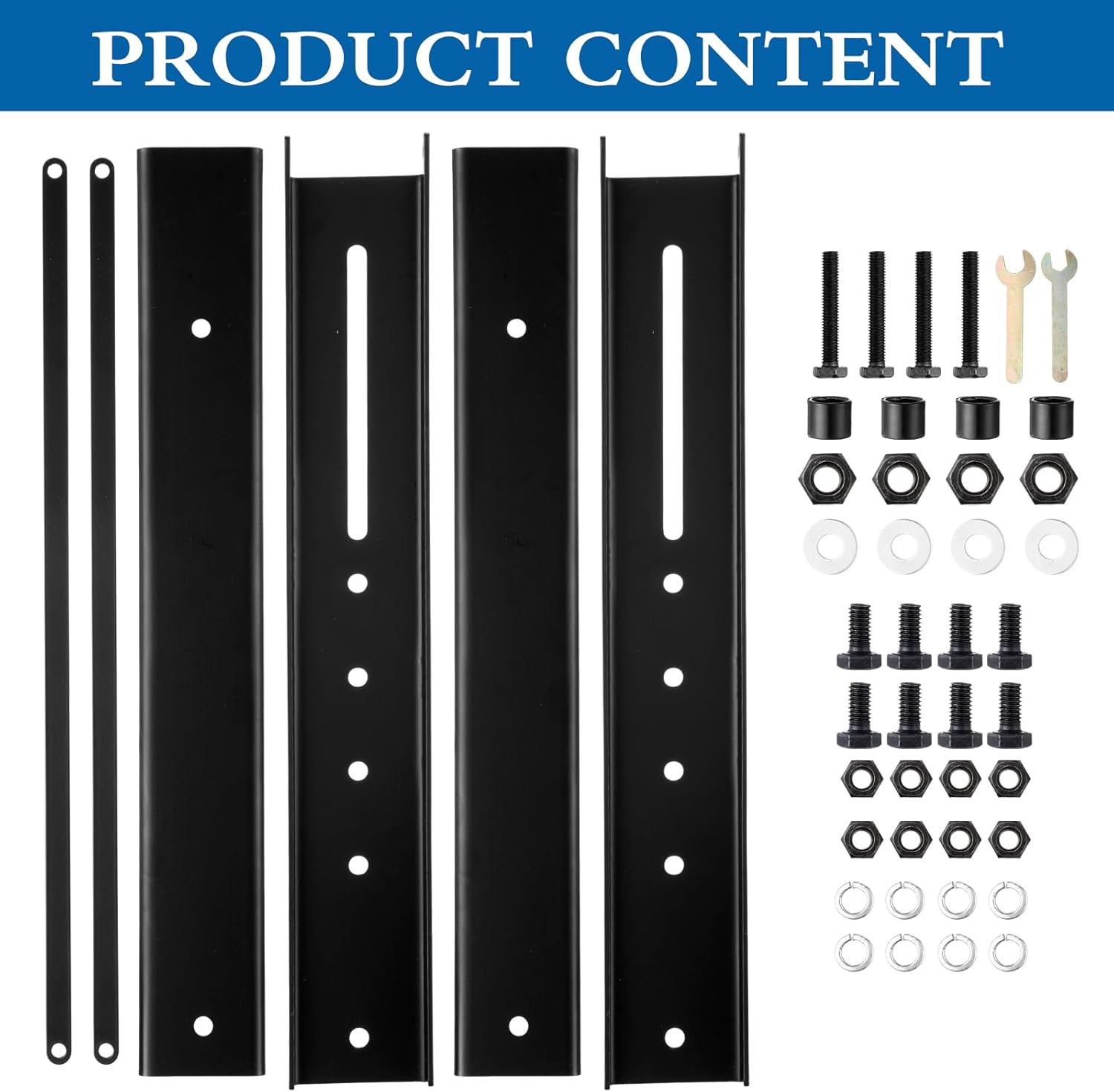 Set of 2 Steel Mounting Brackets 17 x 17 Inch Truck Tool Box Mounting Kit with with Screws Spacers and Sleeves Bolts for Underbody Truck Bed Trailer Tool Box, Black