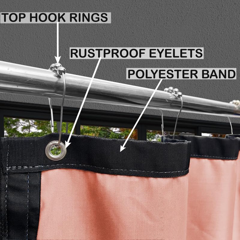 Image of Polyester with PVC Fabric Outdoor Waterproof Curtain with Top Eyelet Protect from AC, Sun, Dust & Rain Used for Balcony, Door & Window (Pink Color 4.5 X 8.5 Feet, Pack of 1 Piece)