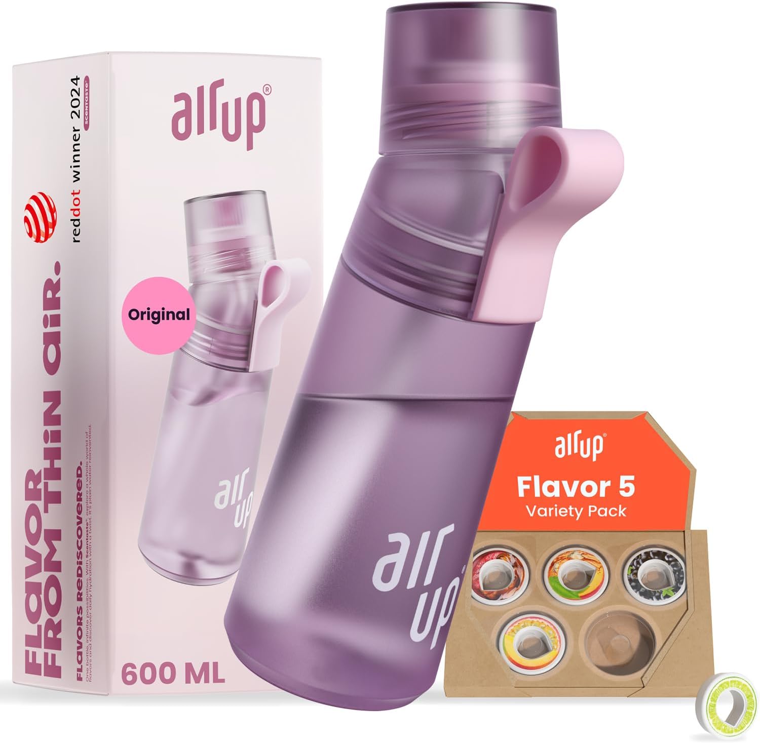 Gen2 Original Starter Set with Capsules in 5 Flavors And 600 ml Water Bottle with Sugar Free Aroma Dishwasher, BPA Free, Purple