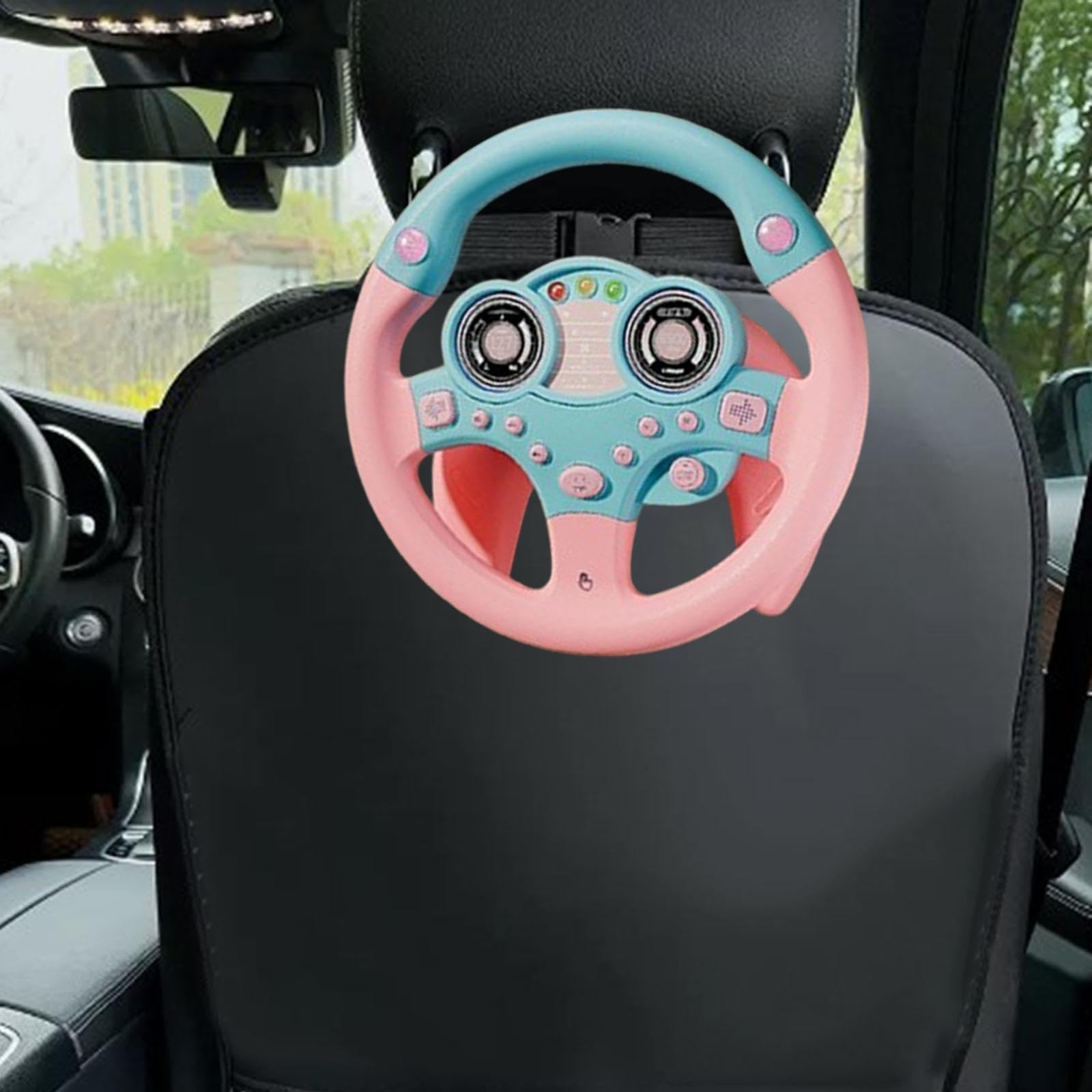 Volante Musicale, Simulatore di Guida per Bambini, Macchinina Giocattolo, Rosa