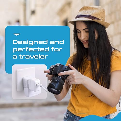 Vista 98 de Ceptics - Adaptador de viaje para Sudáfrica, Namibia con entrada dual de EE. UU., Tipo M, ultra compacto, seguro a tierra, perfecto para teléfonos