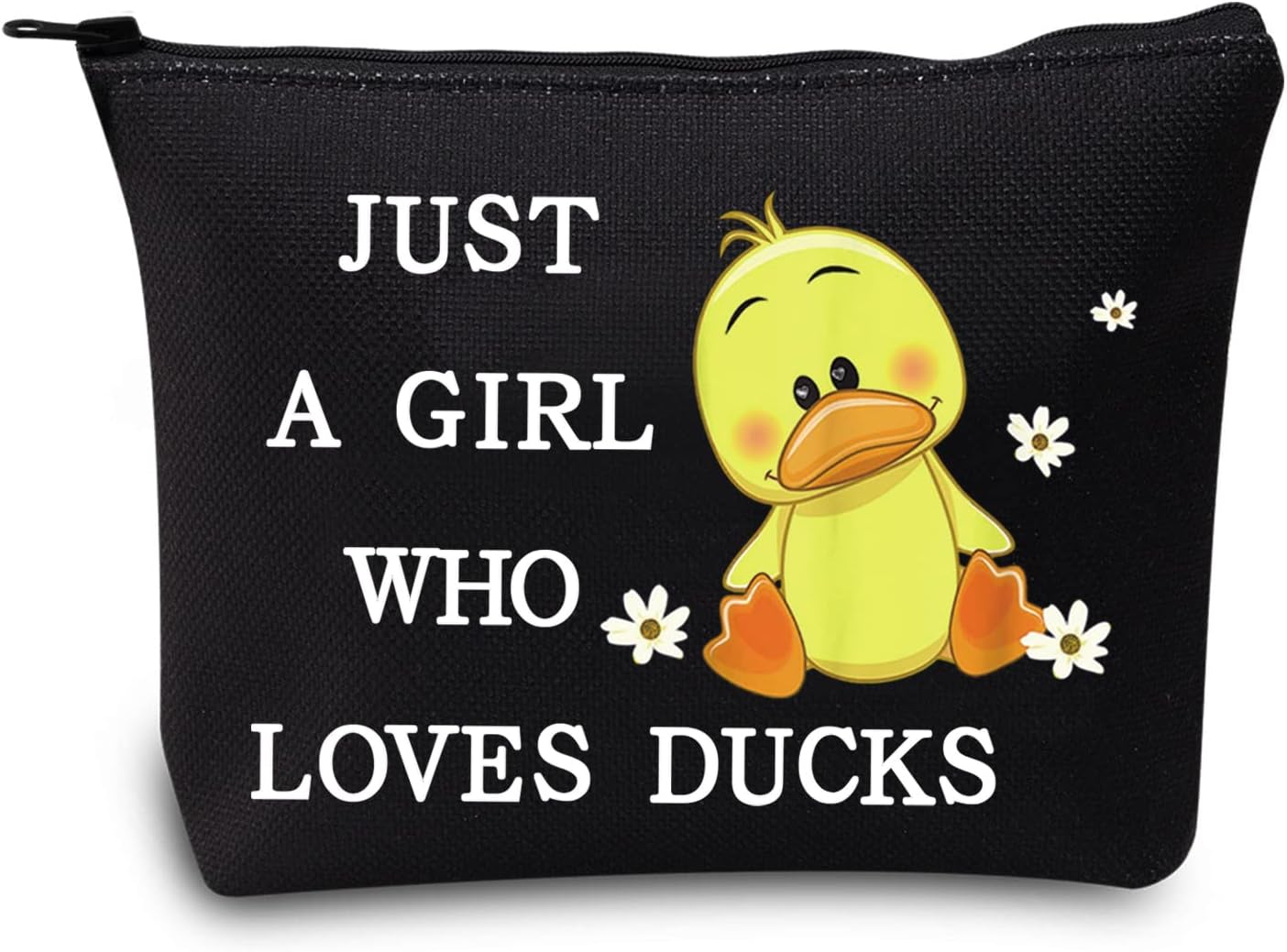 LEVLO Funny Duck Cosmetic Bag Animal Lover Gift Just A Girl Who Loves Ducks Makeup Zipper Pouch