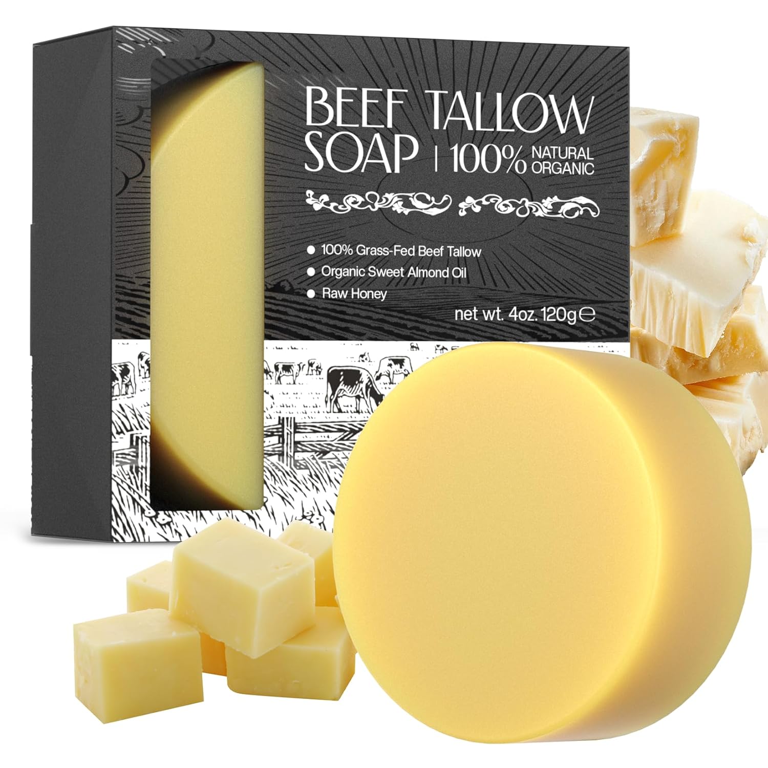 Tallow Soap for Moisturizing | Organic Face & Body Cleanser