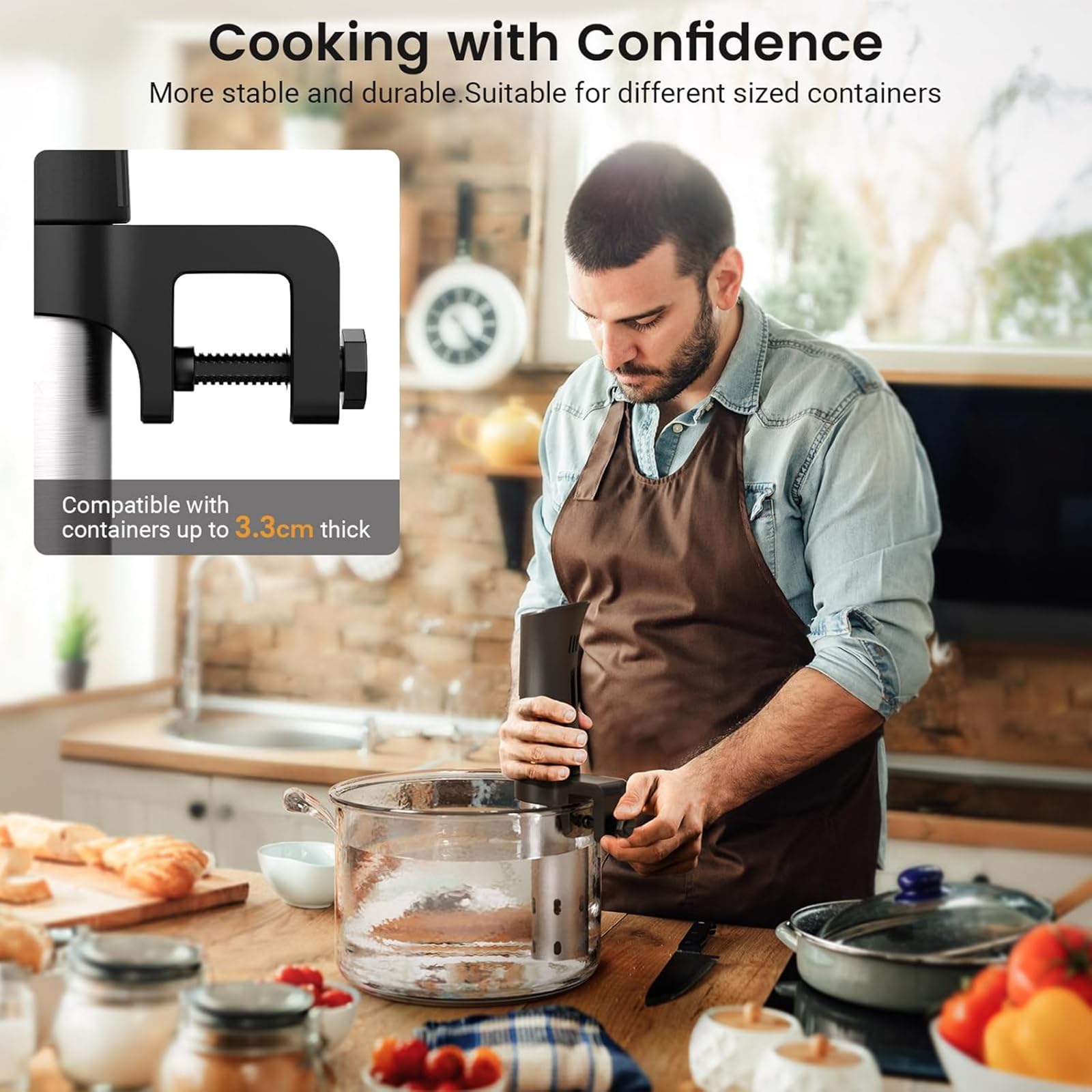 Urządzenie do gotowania metodą sous vide, urządzenie do gotowania metodą sous vide o mocy 1100 W z ekranem dotykowym LED i timerem, kontrolą temperatury i czasu (White)