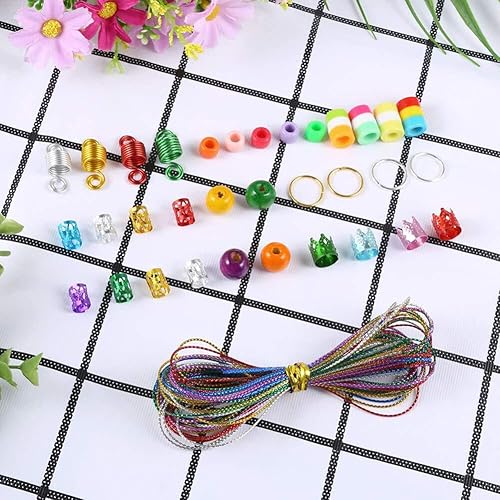 Miniatura 7 de Joyas para el cabello para mujer, 1 juego de joyas para mujer, trenzas coloridas, cuentas de rastas, puños de metal para el cabello, decoración para