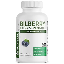 Bronson Bilberry Extra Strength Vaccinium Myrtillus, Promotes Eye Health and Supports Healthy Vision - Non GMO, 60 Vegetarian Capsules