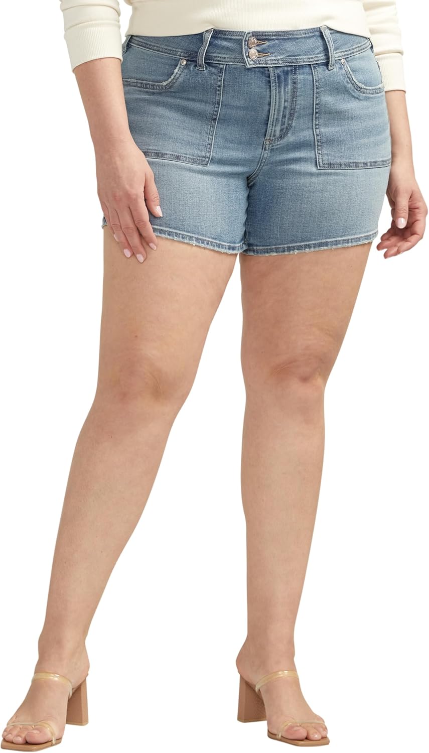 Silver Jeans Co. Women's Plus Size Suki Mid Rise Curvy Fit Short