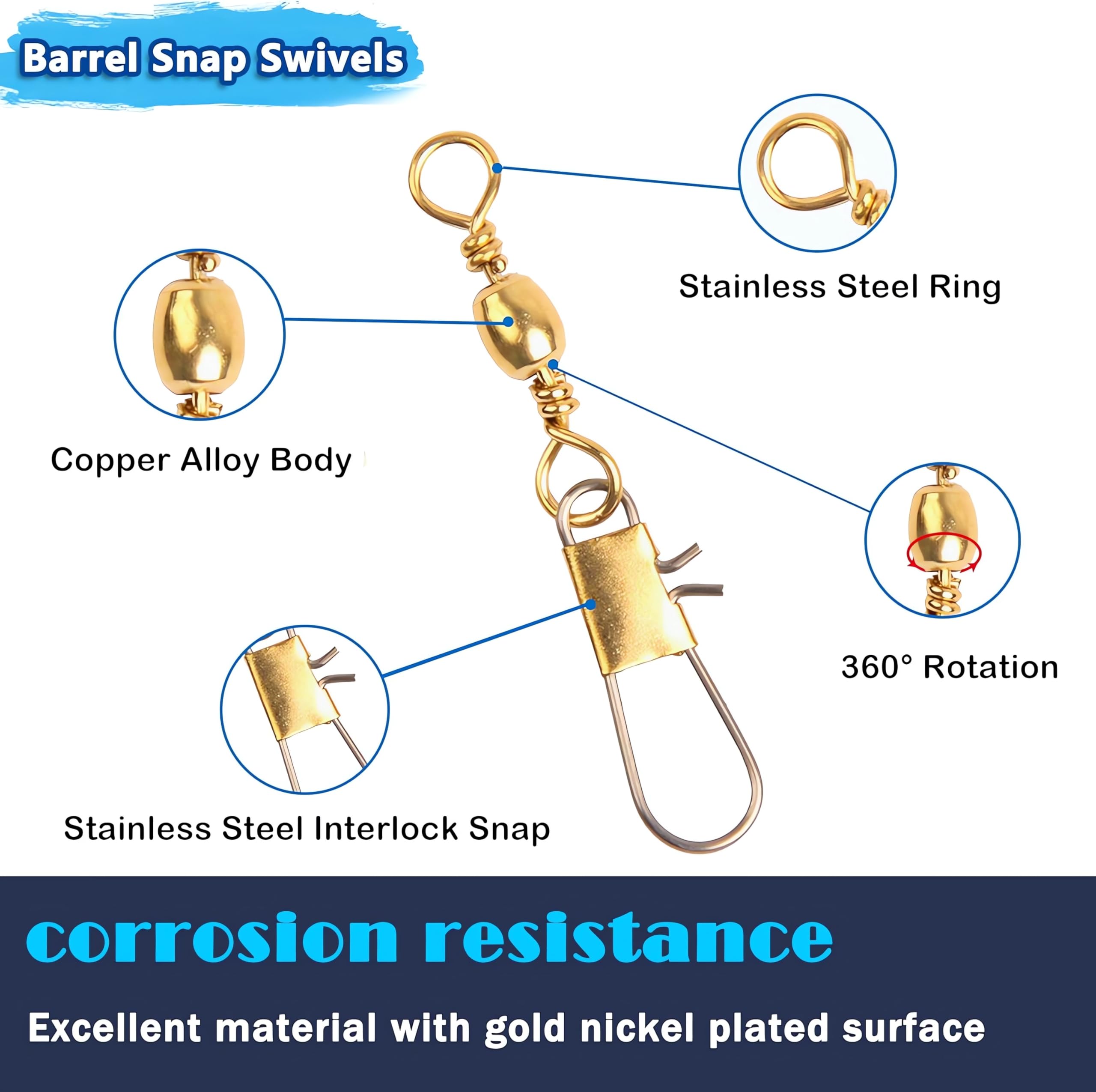 Barrel Fishing Swivels - 100 Pack Stainless Steel -3 Barrel Fishing Swivels - 100 Pack Stainless Steel -3
