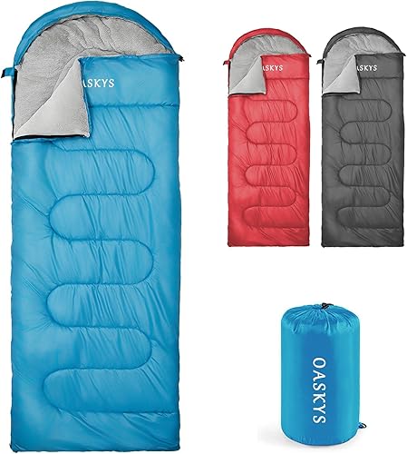 Miniatura 26 de Oaskys - Saco de dormir para acampar, para 3 estaciones, clima cálido y fresco, verano, primavera, otoño, ligero, resistente al agua, para adultos