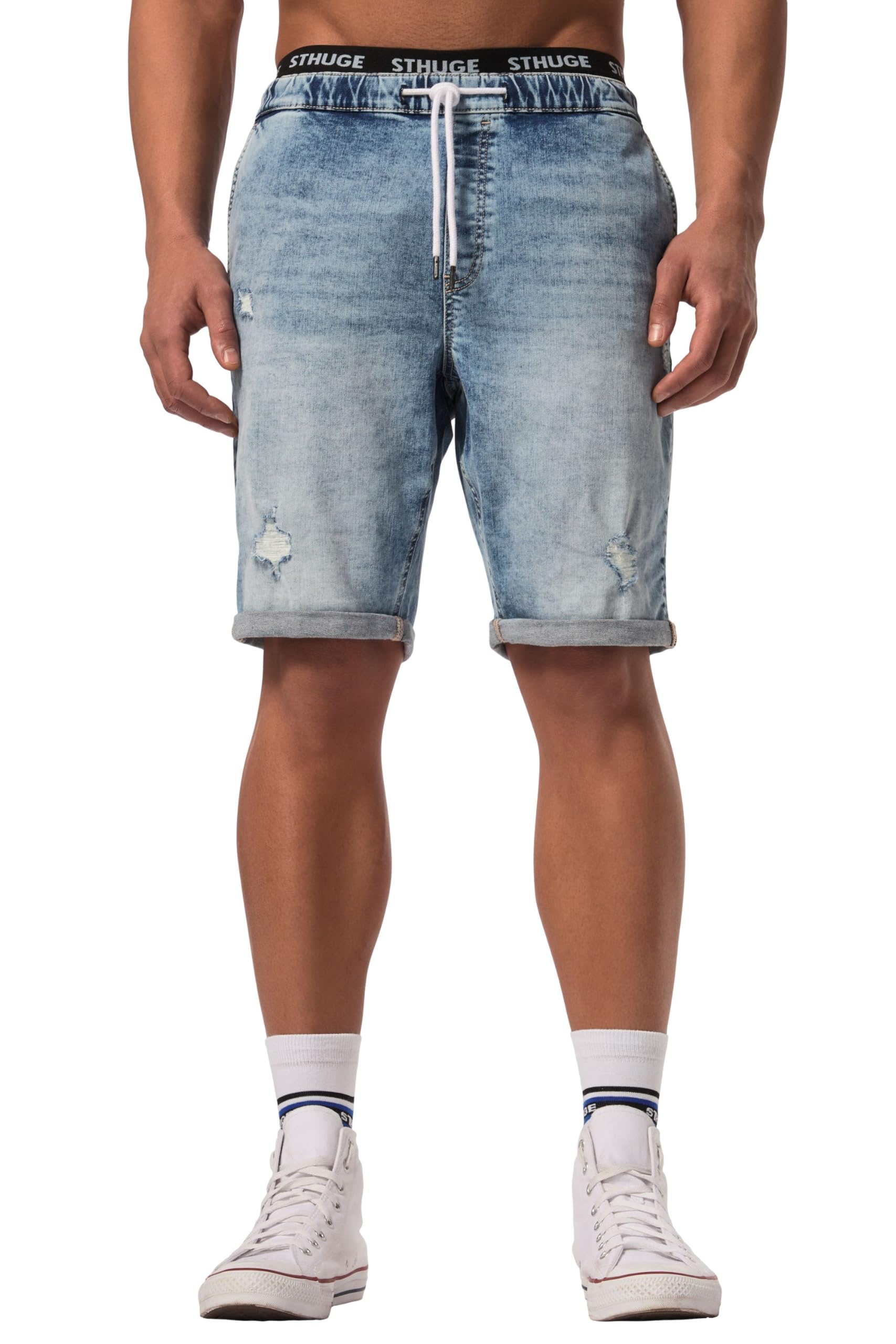 STHUGE Jeans-Bermuda FLEXLASTIC®, Denim, Destroyed 825055