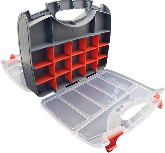 Double Sided Organizer Case with 36 Compartments and Carry Handle