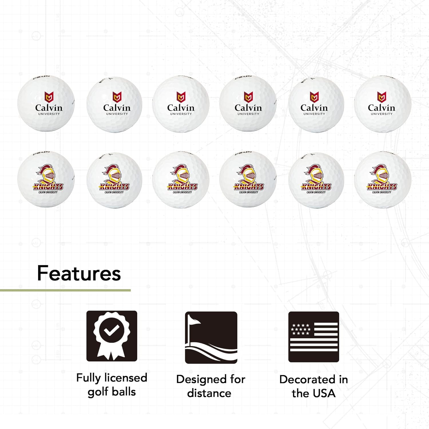 Desert Cactus Calvin University Golf Balls 12 Pack – CU Knights Full Color Dozen – Officially Licensed Sport Team Accessory