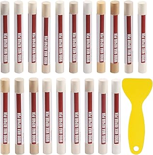 Wood Filler Sticks, 20 Colors Wood Repair Wax Crayons with Scraper, Wood Touch Up Markers for Repairing Scratches, Cracks, Holes in Cabinets, Floors, Tables and Doors[Light Color Series]