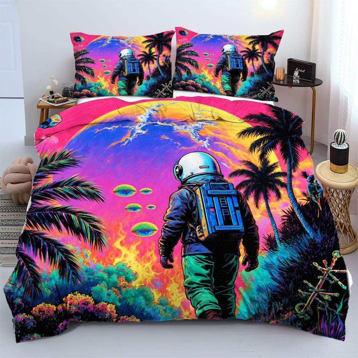 Housse de couette 90x190 astronaute finie la corvée de repassage pour lit enfant
