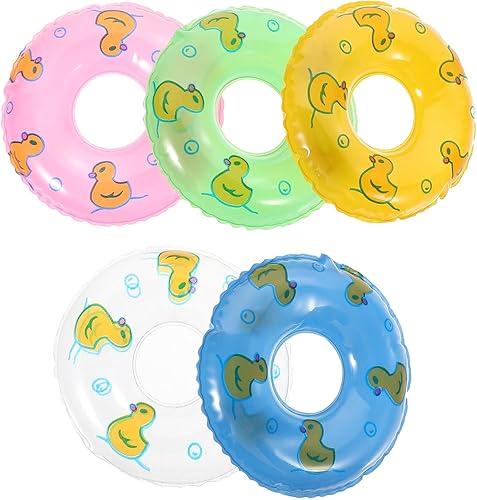 Gadpiparty 5 piezas de mini anillos de natación con patrón de casa de muñecas, anillos de natación para piscina, piscina, flotador, anillos de