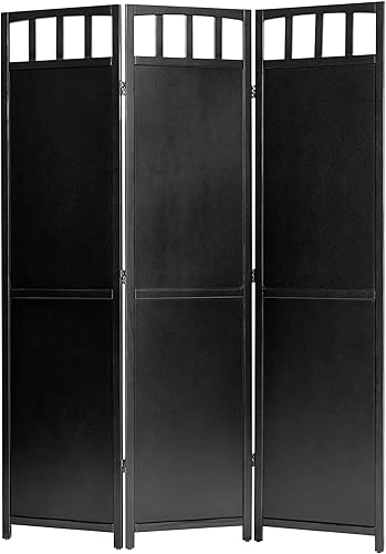 Miniatura 2 de Legacy Decor Divisor de habitación de madera maciza, 3 paneles, acabado negro, 5.8 pies de alto
