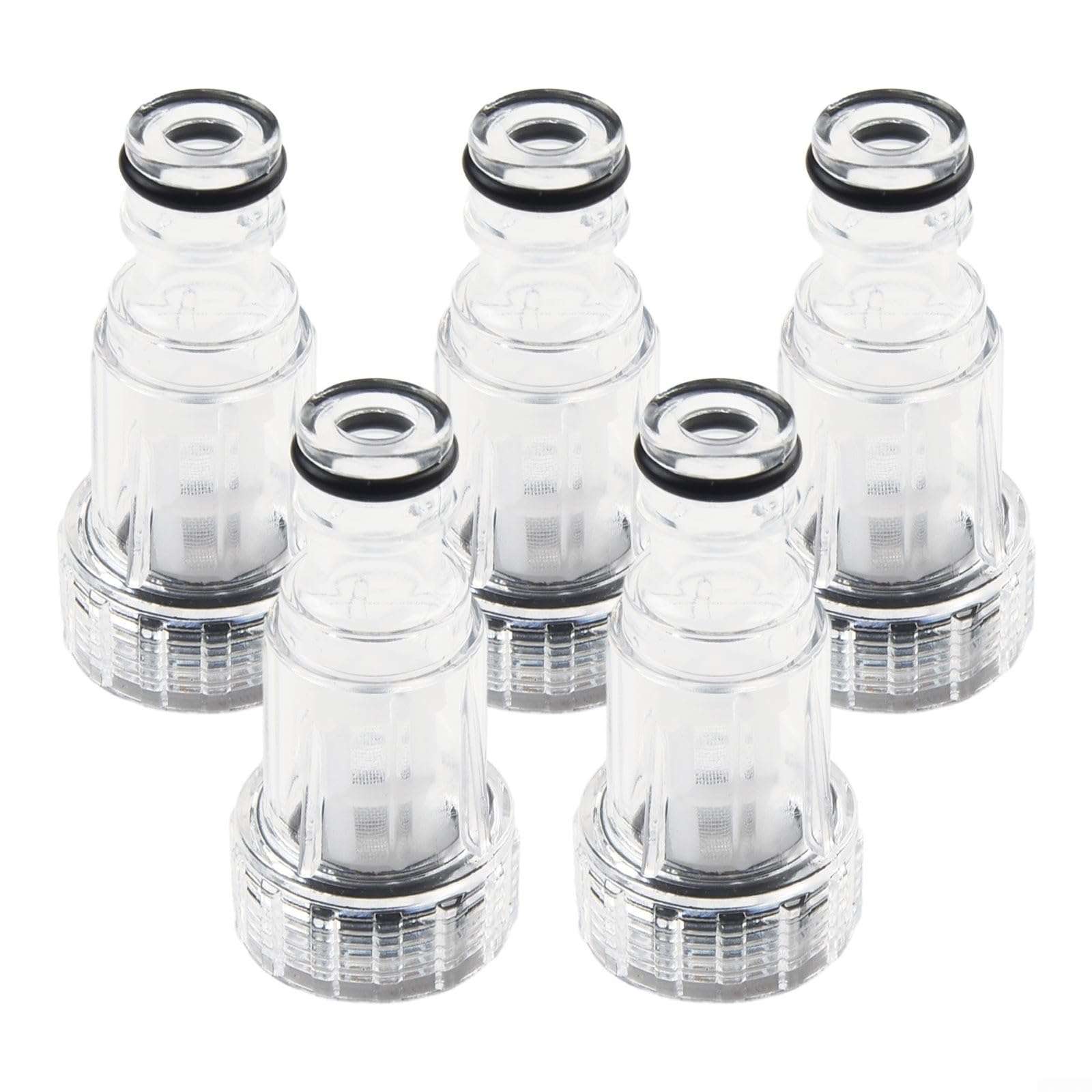 Torchlit Pressure Washer Replacement Filter, Pack of 5, Transparent Plastic Water Inlet Filter, Easy to Install and Clean, 11 mm