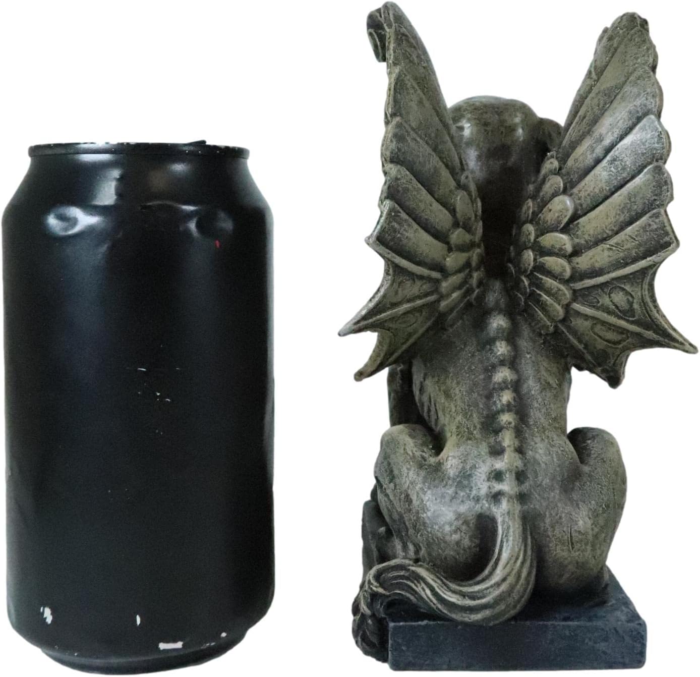Ebros Gift Muscular Stoic Lion Gargoyle with Griffin Wings Crouching On Pedestal Decorative Statue 6.5" Tall Medieval Cathedral Castle Rooftop Gothic Figurine
