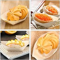 Vista 2 de Kichvoe 120pcs Forma de barco tazón de viruta de madera paletas de madera bandejas de madera contenedores de alimentos bandejas desechables paletas